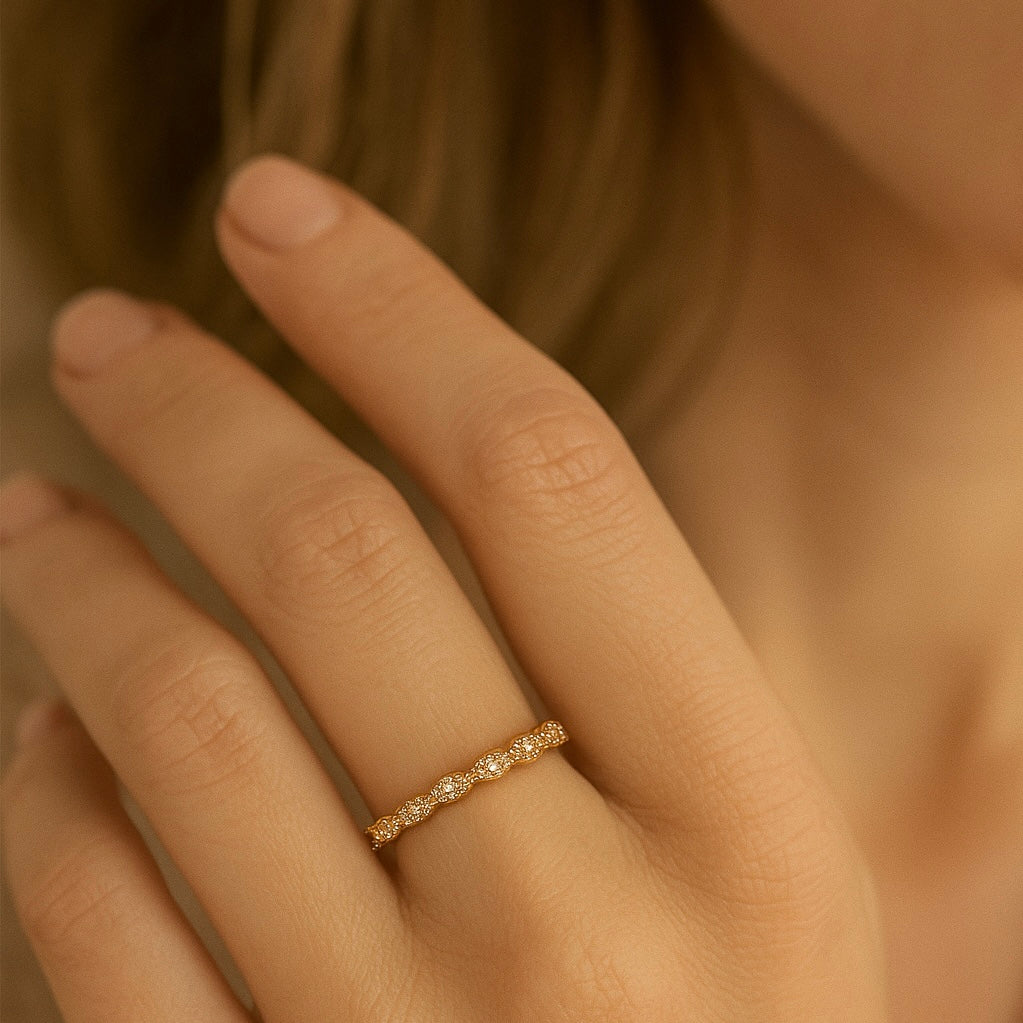 Yellow Gold Channel Set Diamond Band 14K