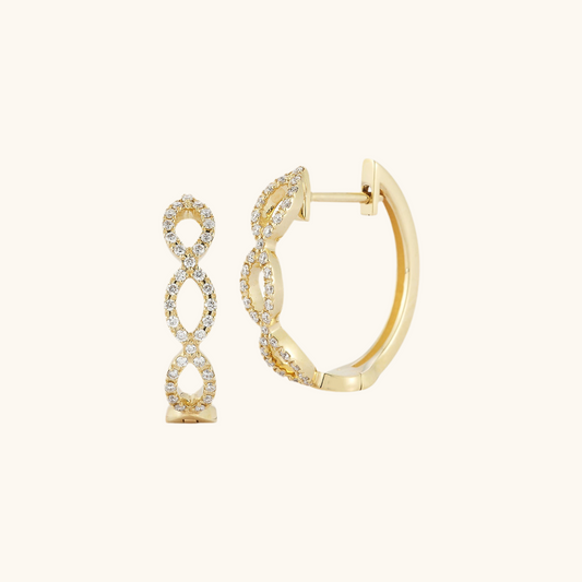 Diamond Cross Over Huggie Earrings
