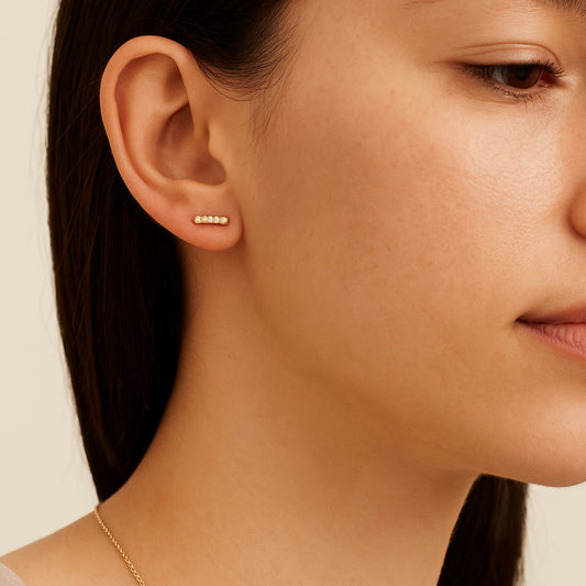 Small Diamond Bar Stud Earrings