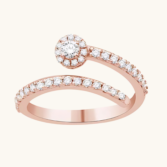 Rose Gold Diamond Bypass Ring 14K