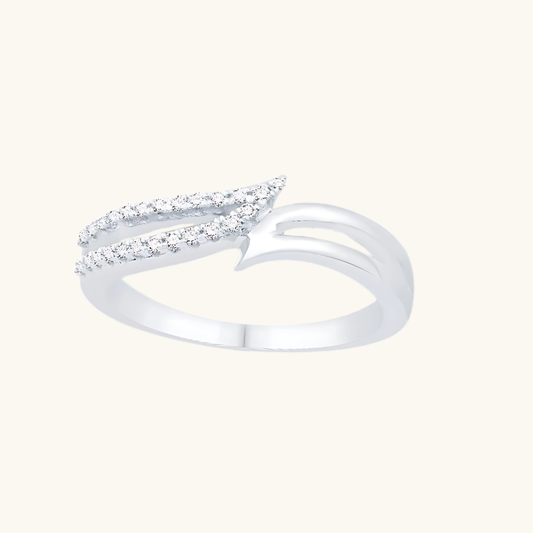 White Gold Diamond Curve Ring 14K