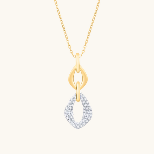 Yellow and White Gold Two-Tone Diamond Cuban Necklace 14K