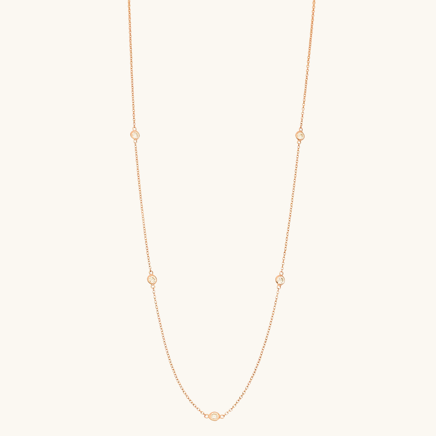Five Polished Bezel Diamonds by the Yard Necklace