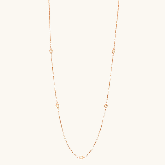 Five Polished Bezel Diamonds by the Yard Necklace