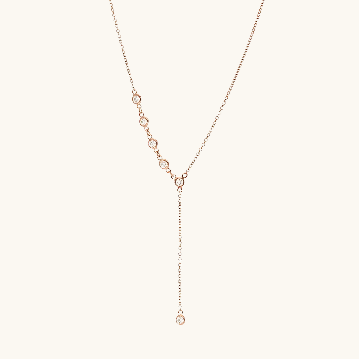Half Plain Bezel Diamonds by the Yard Drop Necklace